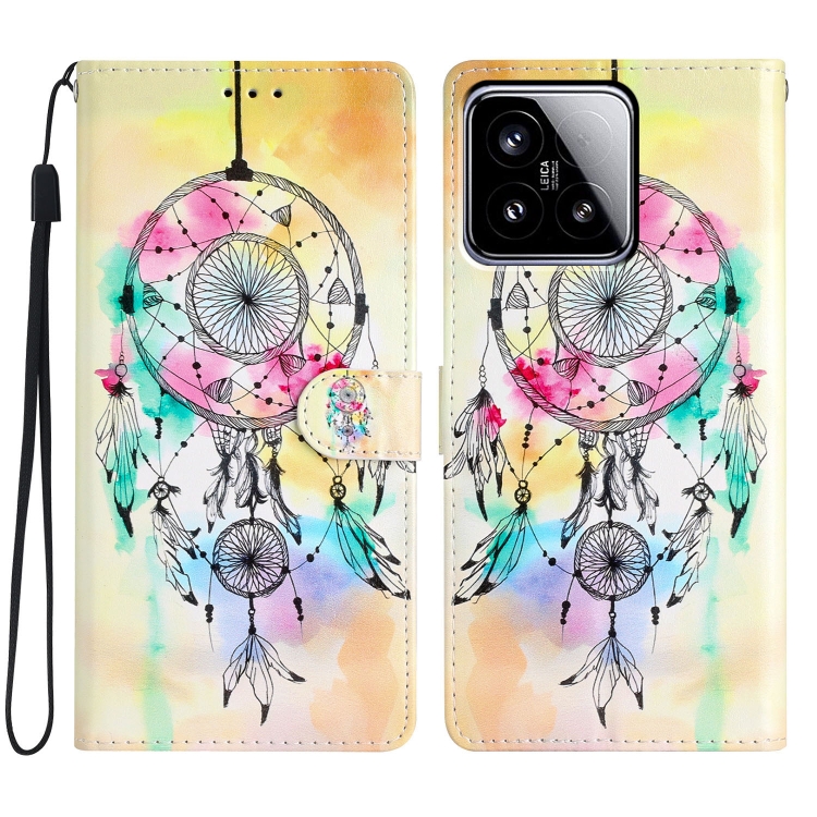 

For Xiaomi 15 Colored Drawing Leather Phone Case(Dream Catcher)