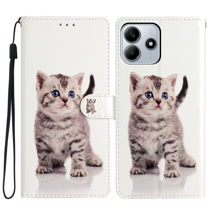 

For Redmi Note 14 5G Colored Drawing Leather Phone Case(Little Tabby Cat)