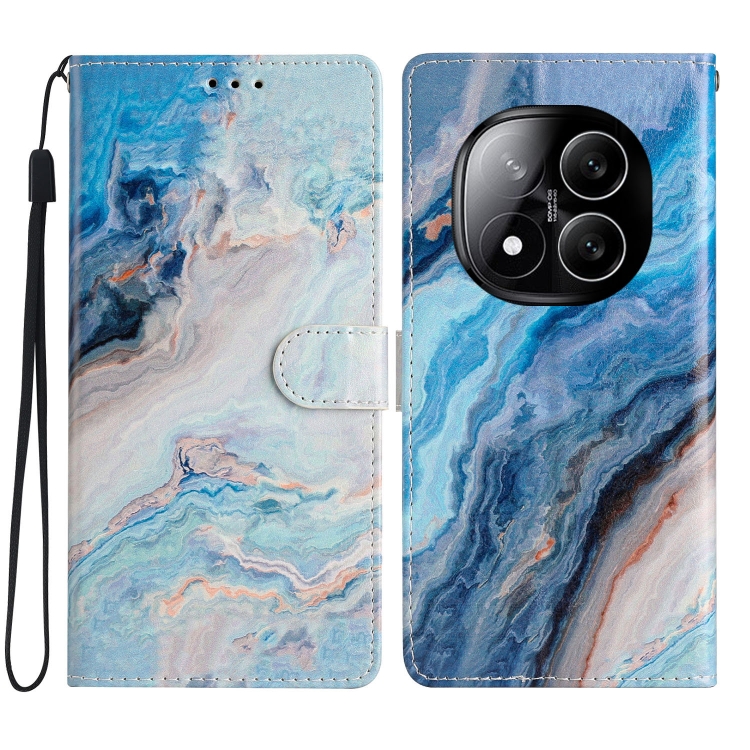 

For Redmi Note 14 Pro 5G Colored Drawing Leather Phone Case(Blue Marble)