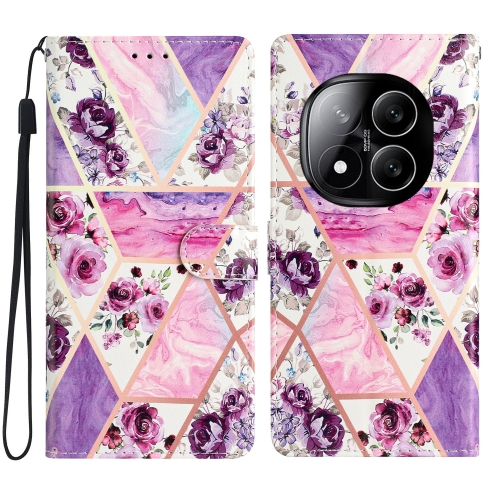 

For Redmi Note 14 Pro+ 5G Colored Drawing Leather Phone Case(Purple Marble)