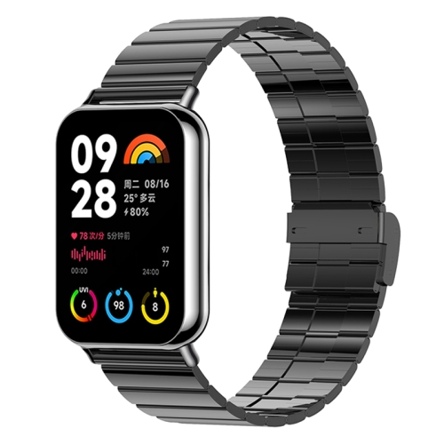 

For Xiaomi Smart Band 9 Pro / 8 Pro One Bead Stainless Steel Metal Watch Band(Black)