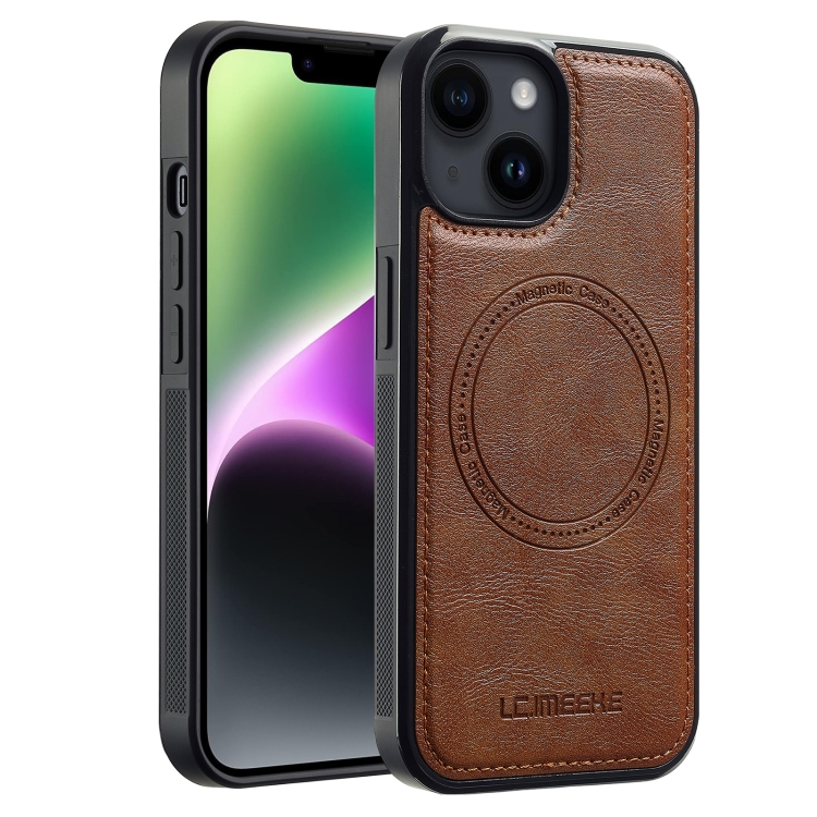 

For iPhone 13 mini LC.IMEEKE Magsafe Phone Case(Brown)