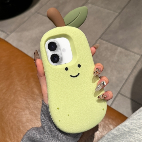 

For iPhone 16 Plus Cartoon 3D Silicone Phone Case(Pear)