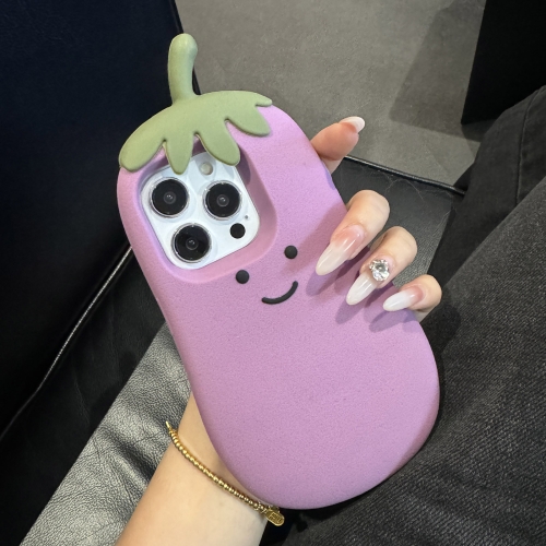 

For iPhone 12 Pro Cartoon 3D Silicone Phone Case(Eggplant)
