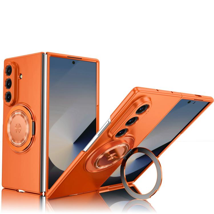 For Galaxy Z Fold8 Ultra 5G 360 Rotation Ring Holder MagSafe Shockproof PC Phone Case(Orange)