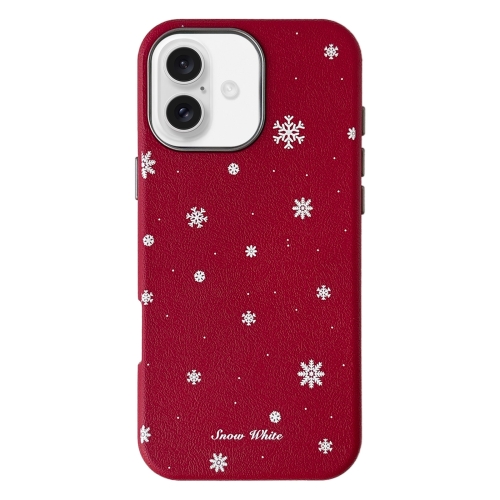 

For iPhone 16 Plus Christmas Series Frosted PC Hybrid TPU Leather Phone Case(Snowflakes)