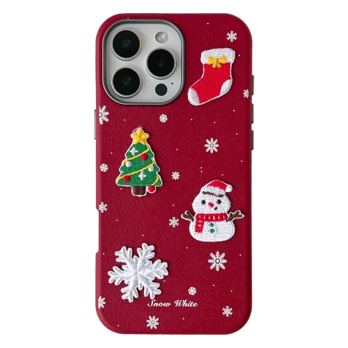 

For iPhone 15 Pro Christmas Series Frosted PC Hybrid TPU Leather Phone Case(3D Christmas)