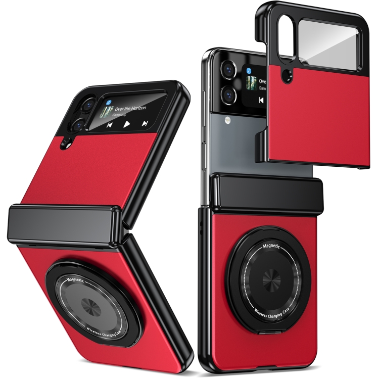 

For Samsung Galaxy Z Flip4 Gold Medal Rotating Folding Series Ring Holder Phone Case(Red)