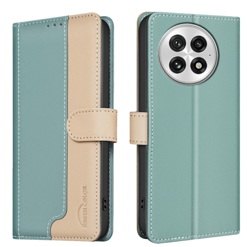 

For OnePlus 13 Color Matching RFID Anti-theft Leather Phone Case(Green)