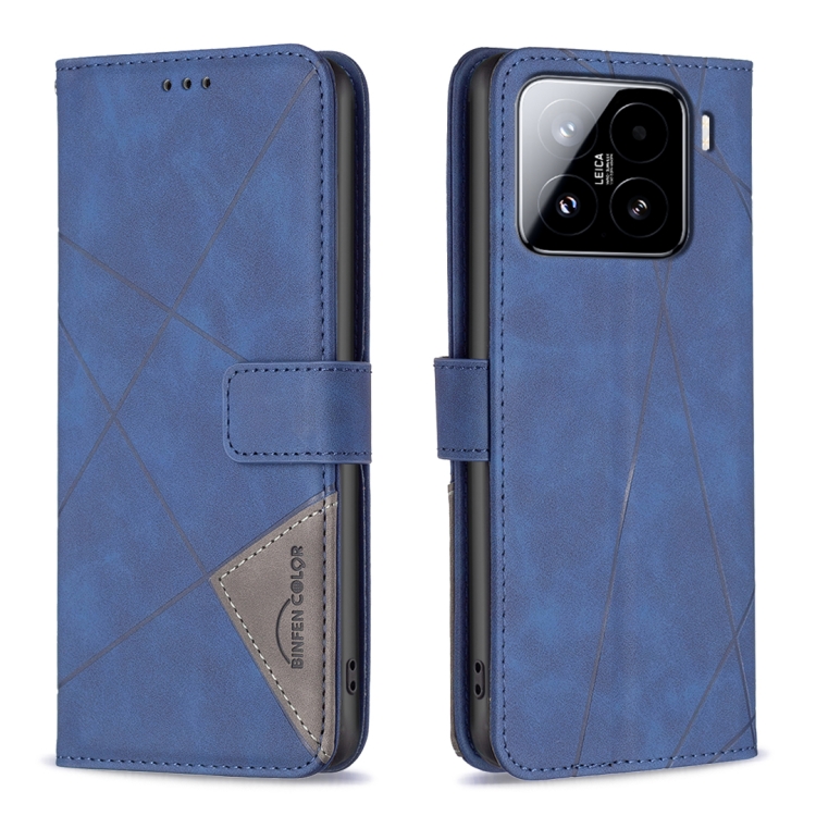 

For Xiaomi 15 Pro Magnetic Buckle Rhombus Texture Leather Phone Case(Blue)