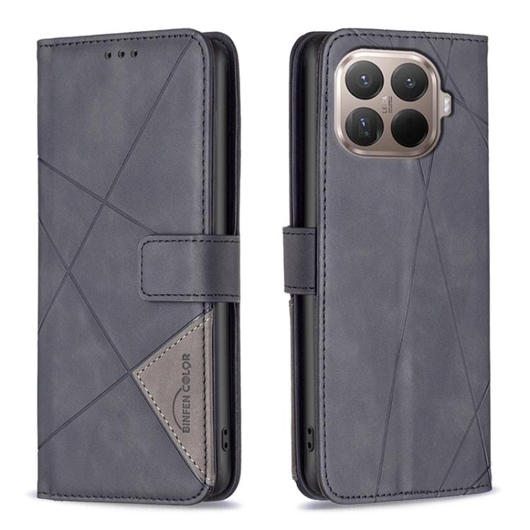 

For Xiaomi 15T Pro 5G Magnetic Buckle Rhombus Texture Leather Phone Case(Black)