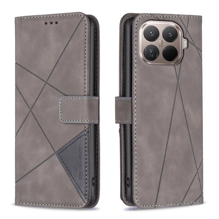 

For Xiaomi 15T Pro 5G Magnetic Buckle Rhombus Texture Leather Phone Case(Grey)