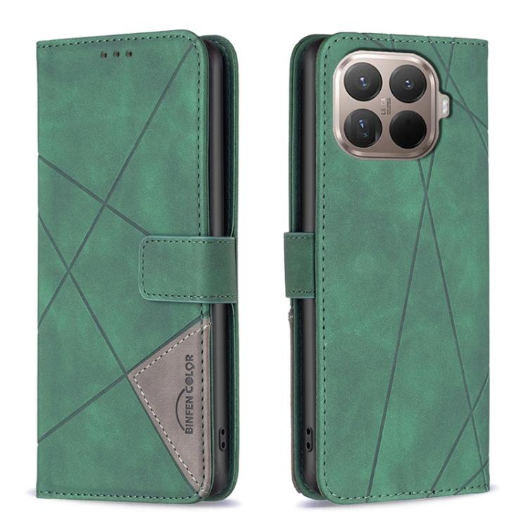 

For Xiaomi 15T Pro 5G Magnetic Buckle Rhombus Texture Leather Phone Case(Green)