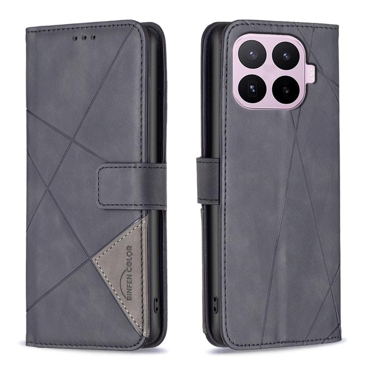 For Xiaomi 17T Pro 5G Magnetic Buckle Rhombus Texture Leather Phone Case(Black)