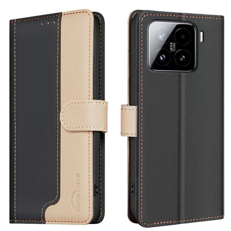 

For Xiaomi 15 Color Matching RFID Anti-theft Leather Phone Case(Black)