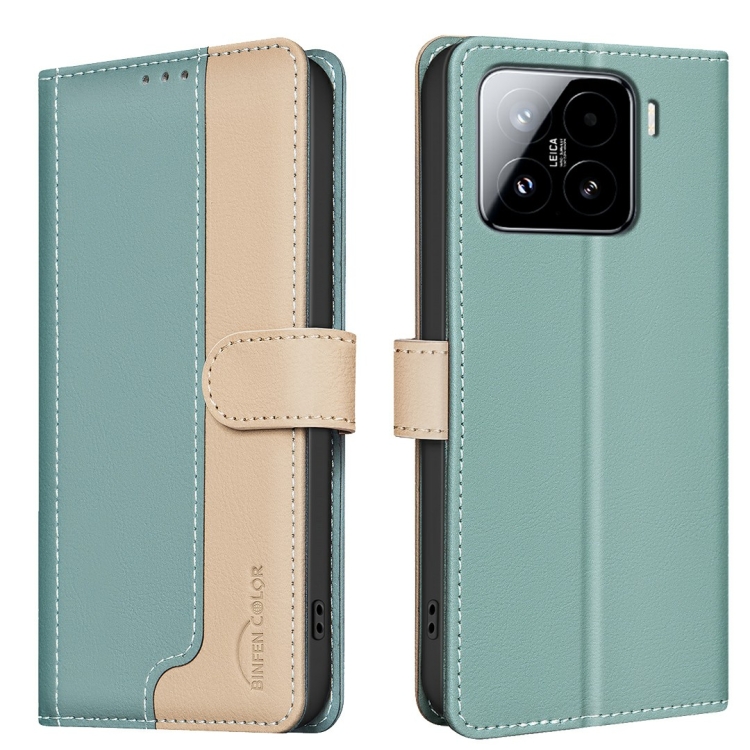 

For Xiaomi 15 Pro Color Matching RFID Anti-theft Leather Phone Case(Green)