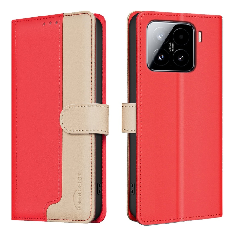 

For Xiaomi 15 Pro Color Matching RFID Anti-theft Leather Phone Case(Red)