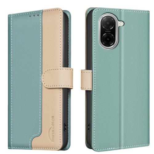 

For Xiaomi Poco C71 Color Matching RFID Anti-theft Leather Phone Case(Green)