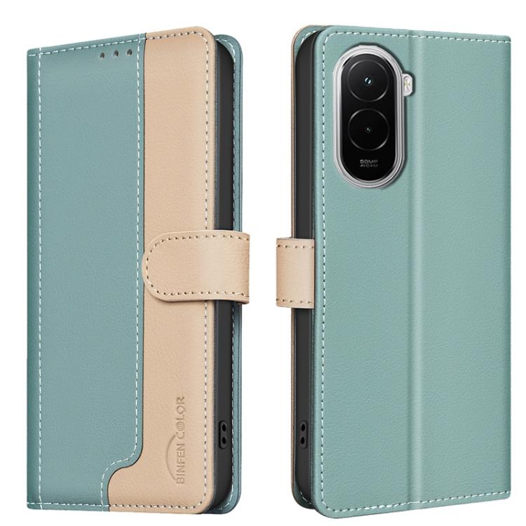

For Xiaomi Poco M7 4G 169mm Color Matching RFID Anti-theft Leather Phone Case(Green)