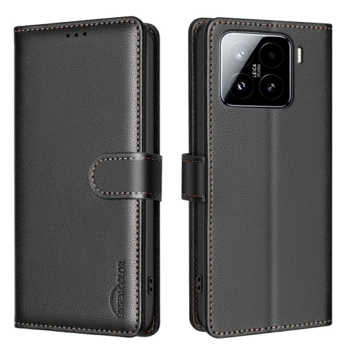 

For Xiaomi 15 Pro Litchi Texture RFID Anti-theft Leather Phone Case(Black)