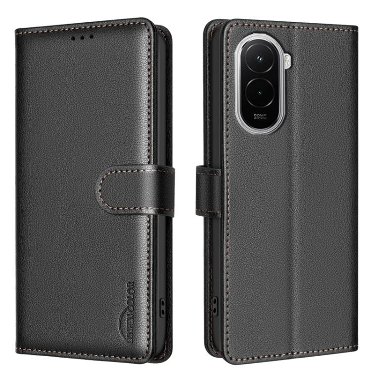

For Xiaomi Poco M7 4G 169mm Litchi Texture RFID Anti-theft Leather Phone Case(Black)
