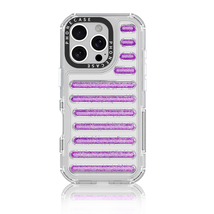 

For iPhone 16 Pro Capsule Glitter TPU Hybrid PC Airbag Phone Case(Purple)