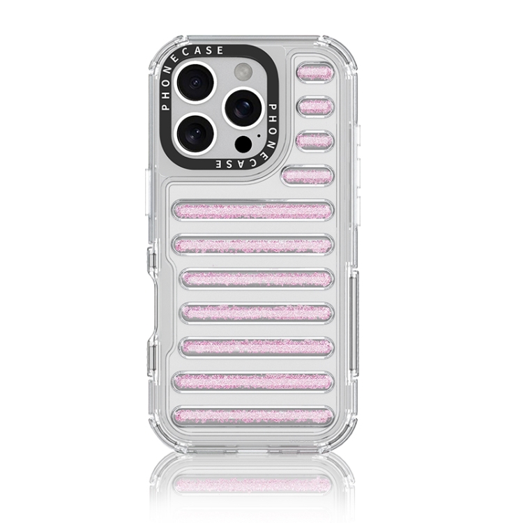 

For iPhone 16 Pro Capsule Glitter TPU Hybrid PC Airbag Phone Case(Pink)