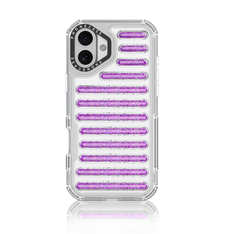 

For iPhone 16 Plus Capsule Glitter TPU Hybrid PC Airbag Phone Case(Purple)