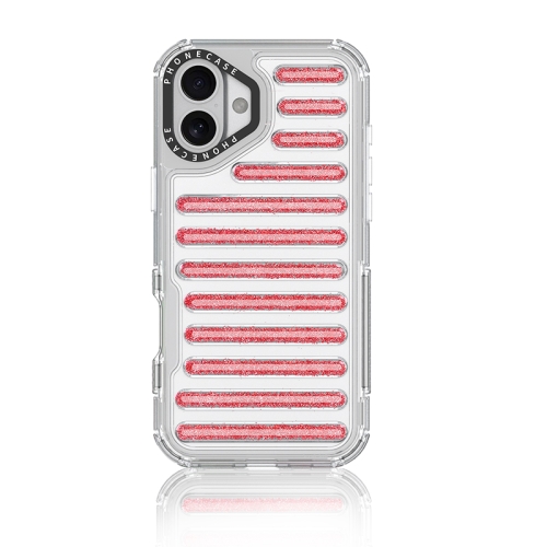 

For iPhone 16 Plus Capsule Glitter TPU Hybrid PC Airbag Phone Case(Red)