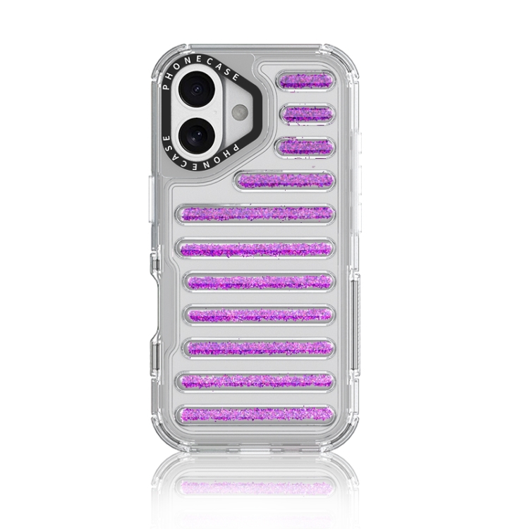

For iPhone 16 Capsule Glitter TPU Hybrid PC Airbag Phone Case(Purple)