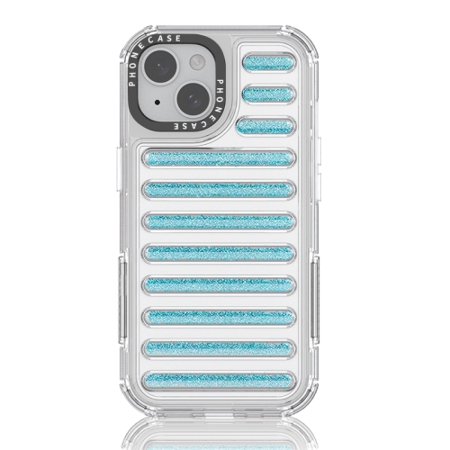 

For iPhone 15 Capsule Glitter TPU Hybrid PC Airbag Phone Case(Blue)