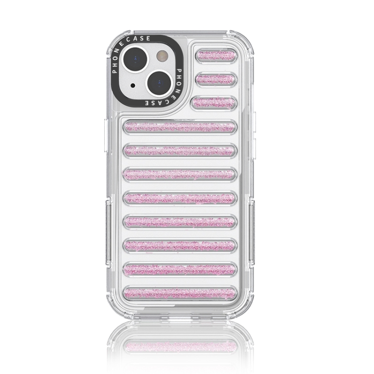 

For iPhone 14 / 13 Capsule Glitter TPU Hybrid PC Airbag Phone Case(Pink)