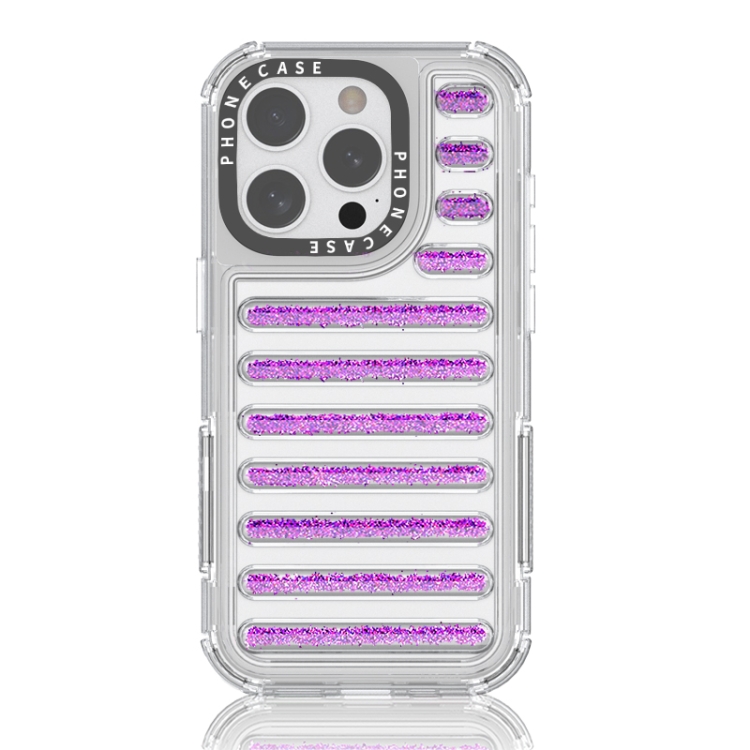 

For iPhone 14 Pro Capsule Glitter TPU Hybrid PC Airbag Phone Case(Purple)