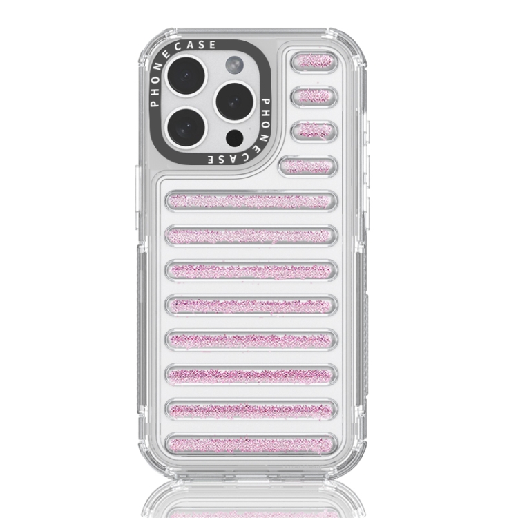 

For iPhone 14 Pro Max Capsule Glitter TPU Hybrid PC Airbag Phone Case(Pink)