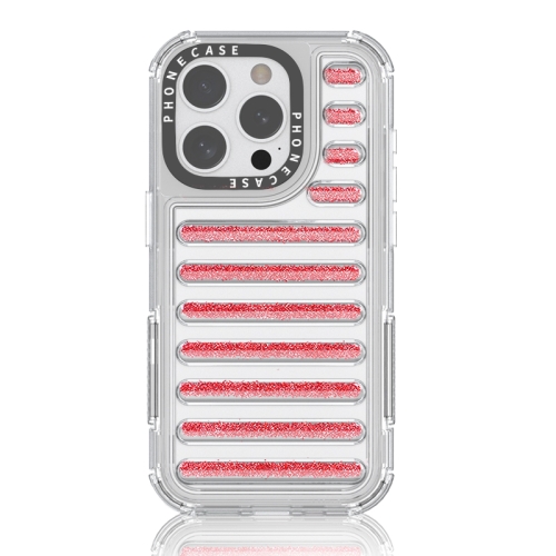 

For iPhone 13 Pro Capsule Glitter TPU Hybrid PC Airbag Phone Case(Red)