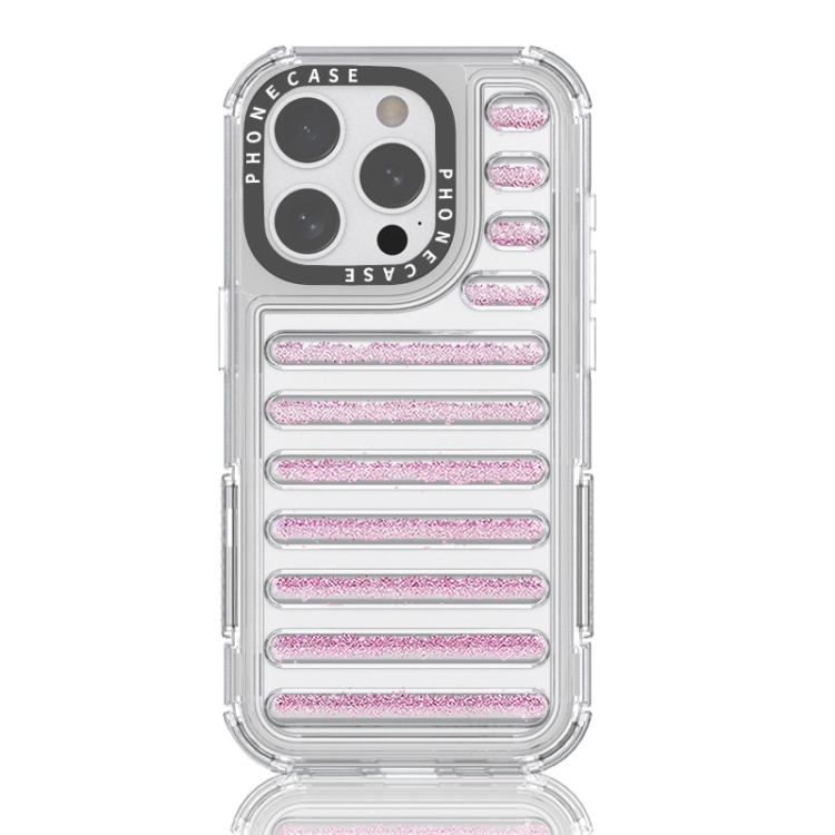 

For iPhone 13 Pro Capsule Glitter TPU Hybrid PC Airbag Phone Case(Pink)
