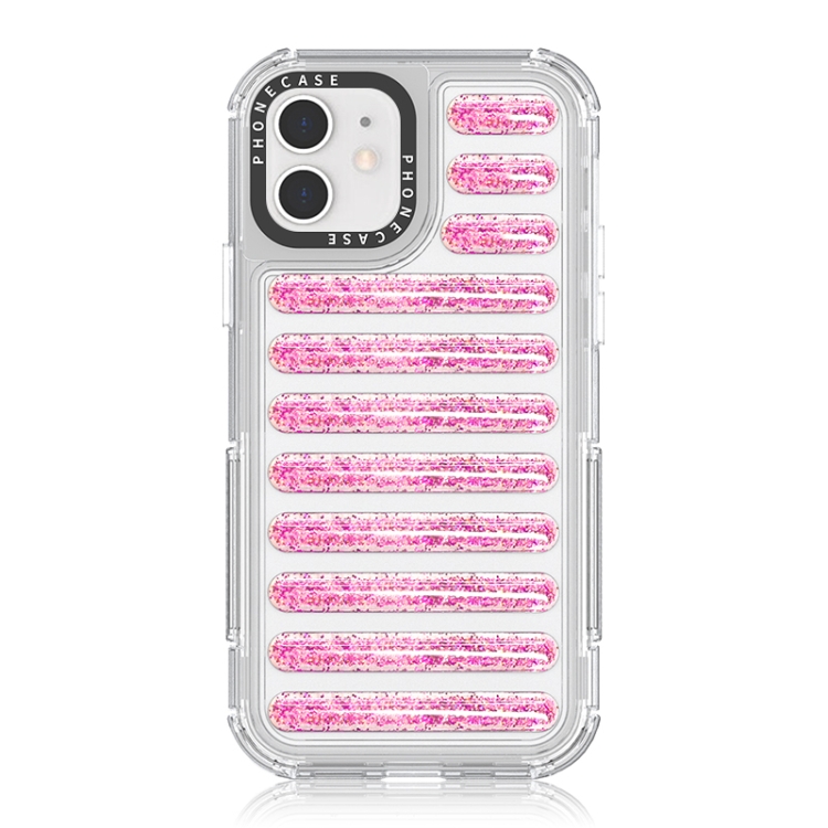 

For iPhone 12 / 12 Pro Capsule Glitter TPU Hybrid PC Airbag Phone Case(Pink)
