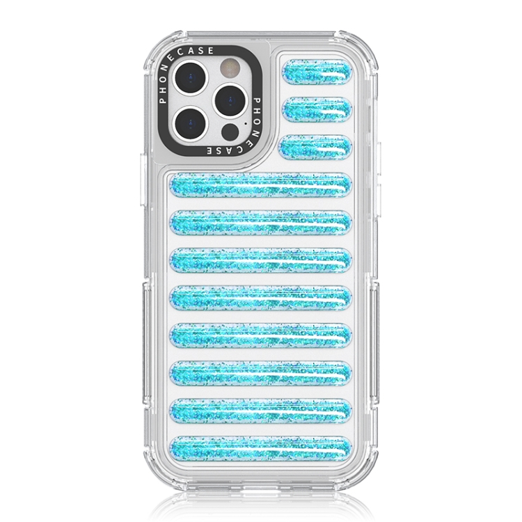 

For iPhone 12 Pro Max Capsule Glitter TPU Hybrid PC Airbag Phone Case(Blue)