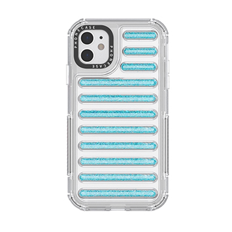 

For iPhone 11 Capsule Glitter TPU Hybrid PC Airbag Phone Case(Blue)