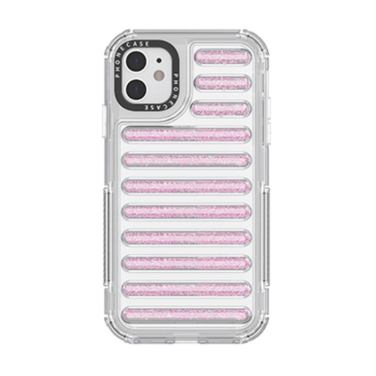 

For iPhone 11 Capsule Glitter TPU Hybrid PC Airbag Phone Case(Pink)