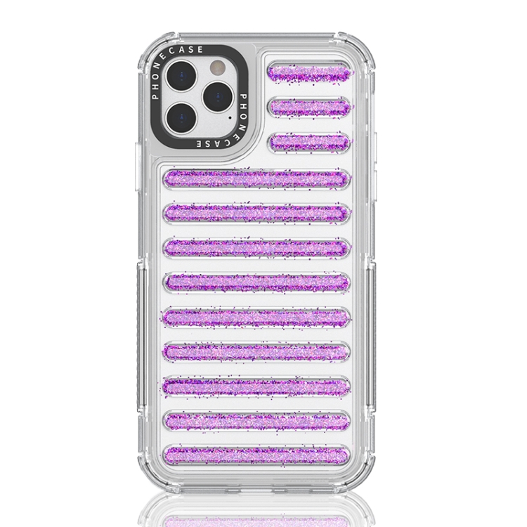 

For iPhone 11 Pro Max Capsule Glitter TPU Hybrid PC Airbag Phone Case(Purple)