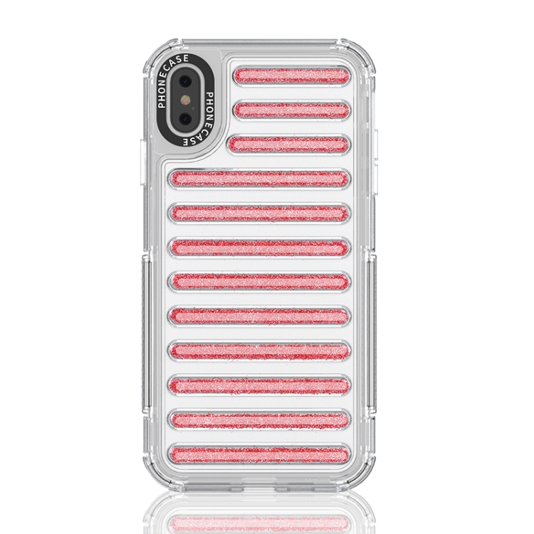 

For iPhone XS Max Capsule Glitter TPU Hybrid PC Airbag Phone Case(Red)