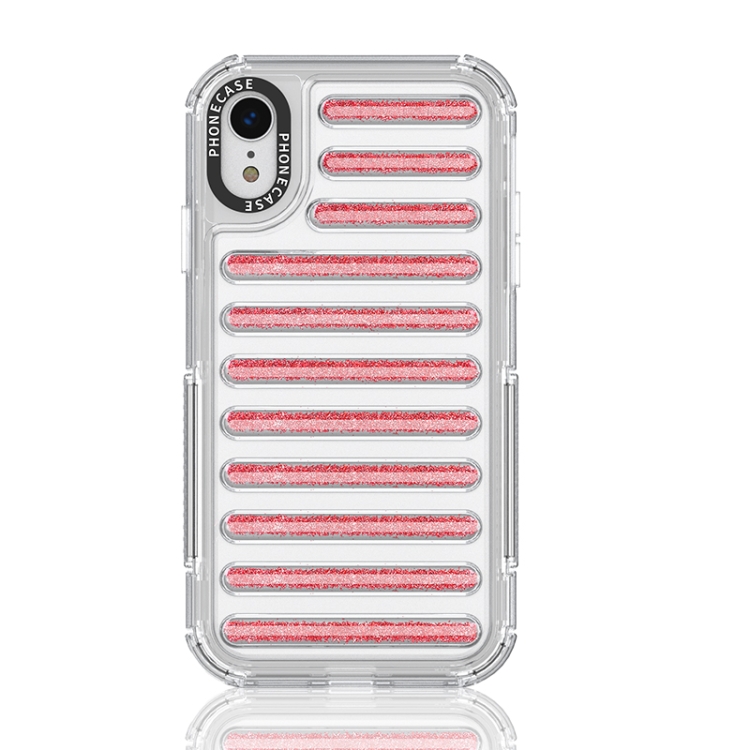 

For iPhone XR Capsule Glitter TPU Hybrid PC Airbag Phone Case(Red)