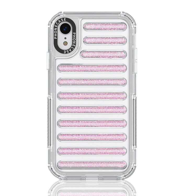 

For iPhone XR Capsule Glitter TPU Hybrid PC Airbag Phone Case(Pink)