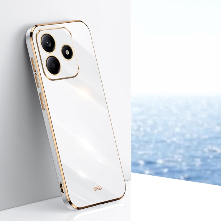 

For Redmi Note 14 5G XINLI Straight Edge 6D Electroplate TPU Phone Case(White)