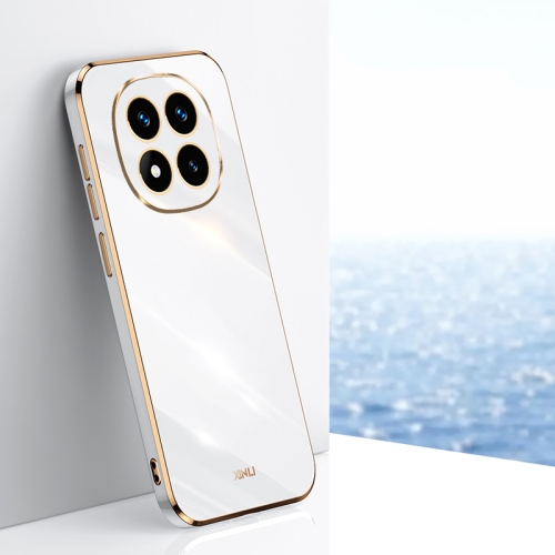 

For Redmi Note 14 Pro 5G XINLI Straight 6D Plating Gold Edge TPU Phone Case(White)