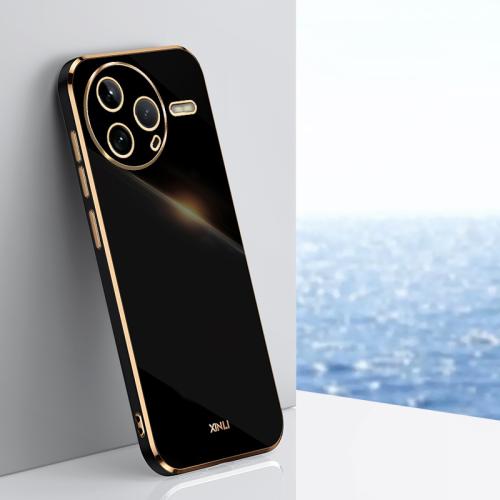 

For Redmi K80 XINLI Straight 6D Plating Gold Edge TPU Phone Case(Black)