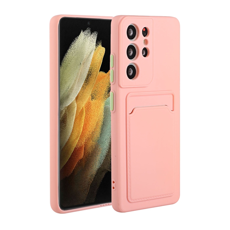 

For Samsung Galaxy S25 Ultra 5G Card Slot Design Shockproof TPU Phone Case(Pink)