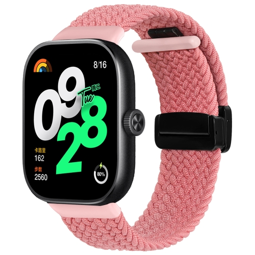 For Xiaomi Smart Band 9 Pro / 8 Pro Folding Magnetic Buckle Braided Watch Band(Pink)