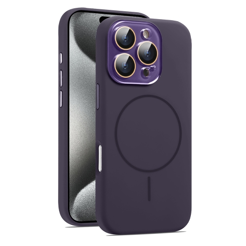 

For iPhone 15 Pro AG Fine Hole Liquid Silicone MagSafe Magnetic Phone Case(Dark Purple)